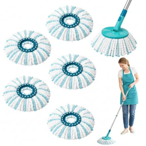 5 Piezas Cabezas de Fregona de Repuesto, para Leifheit Clean Twist Disc Mop, Sistema de Fibras para Leifheit Recambio para Mopa, para Todo Tipo de Suelos, Fuerte absorción de Agua Reutilizables