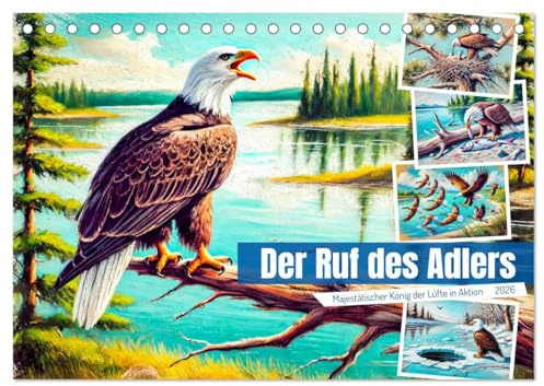 Der Ruf des Adlers - Majestätischer König der Lüfte in Aktion (Tischkalender 2026 DIN A5 quer), CALVENDO Monatskalender: Dynamische Naturszenen von Adlern im Flug und auf der Jagd (CALVENDO Tiere)