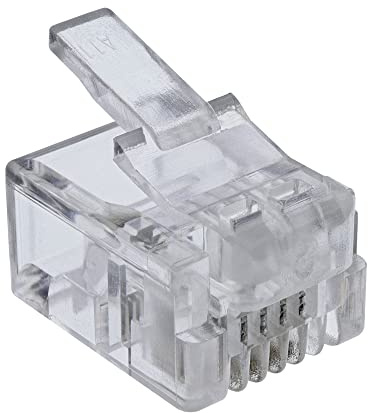 InLine 73094 100er Pack Modularstecker, 6P4C RJ11 zum Crimpen auf Flachkabel