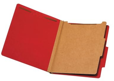 Pendaflex® Classification Folders, Standard, 1 Divider, Embedded Fasteners, 2/5 Cut Tab, Bright Red, Letter, 10/BX (23731)