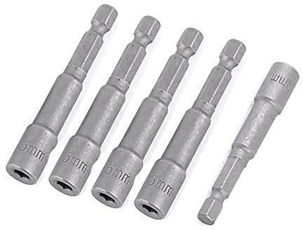 Sourcingmap 1/4-inch Shank 5mm Hex Socket Nut Setter Drivers Bit Adapter 5pcs