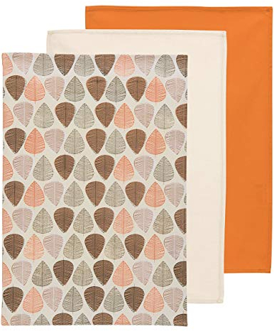 Premier Housewares Leaf Tea Towels - Set of 3, Orange