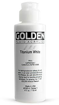 Or 0002380-4 4 oz - 118ml - Fluid Peinture acrylique Peinture de couleur bouteille - blanc de titane