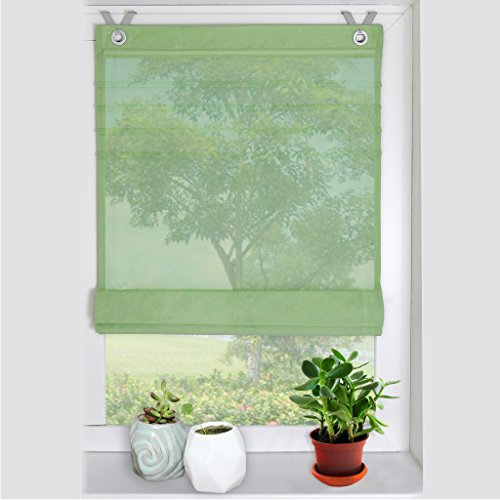 HongYa Raffrollo Voile Transparent Ösenrollo Gardine B*H 80 * 140cm Grün