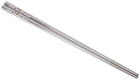 1 Paire Baguettes Chinoises en Acier Inoxydable Lave-Vaisselle Portables Réutilisables Floral Pattern Design Classique pour Le Dîner Cuisine(Liebe Herzen)