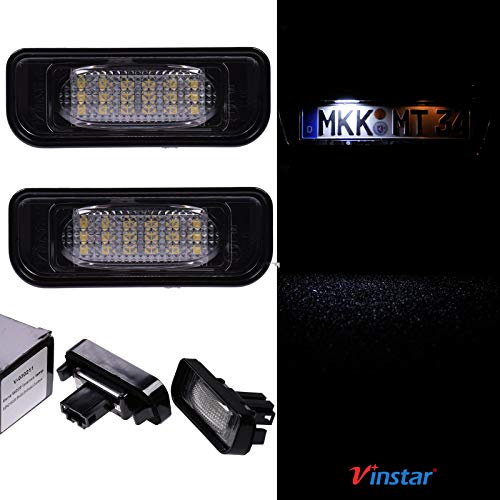 VINSTAR LED Kennzeichenbeleuchtung E-geprüft CAN-Bus 18 LEDs je Modul 6000 Kelvin kompatibel mit W220 1995-2005 auch AMG