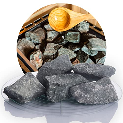 Deutsche Diabas Saunasteine 25 kg 5-8 cm oder 8-12 cm, hochwertige Aufgusssteine für den Saunaofen, vorgewaschen (5-8 cm)