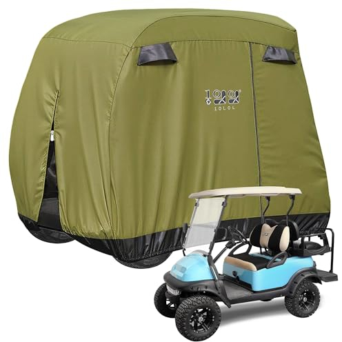 10L0L Universal 2-4 Passagier Golf Cart Abdeckung für EZGO, Club Car und Yamaha, wasserdicht, sonnenfest und langlebig, grün