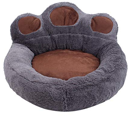 Bärentatze Form Hundebett,Abnehmbar,Indoor und Outdoor,Waschbar Hundekissen Haustier Katze Hundesofa Hundekörbchen S M L Hundekorb Katzen-Nest Hundebett Gepolstert-M:68x62cm-grau