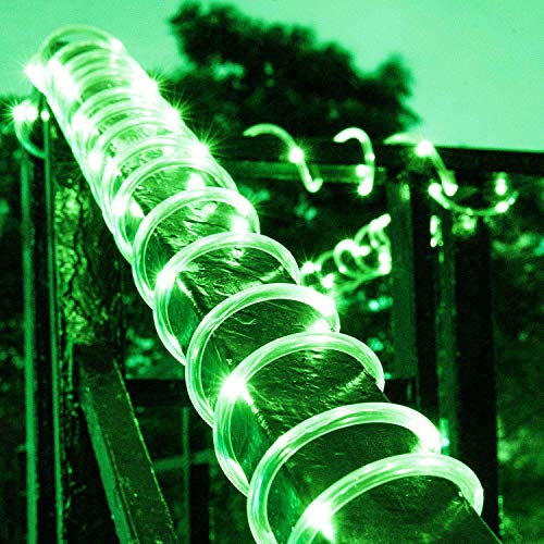 XUNATA LED Solar Lichterschlauch 10M 100 LEDs Lichter IP65 Wasserdicht Schlauchlicht Lichtschlauch für Garten, Weihnachten, Hochzeit, Party (Grün, 10m (100LEDs) + 2m lead cable)