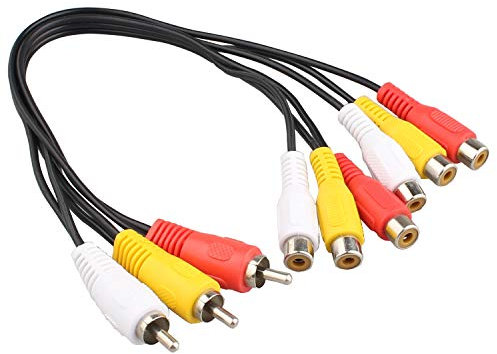 Futheda 3 RCA macho a 6 RCA hembra enchufe divisor audio vídeo AV cable adaptador 30,48 cm