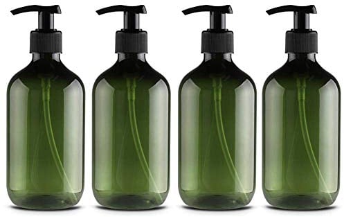 Macabolo Empty Plastic Pump Bottles, Soap Dispenser Bottles Refillable Pump Bottles for Disposal Lotions Shampoos Pack of 4 300 ml