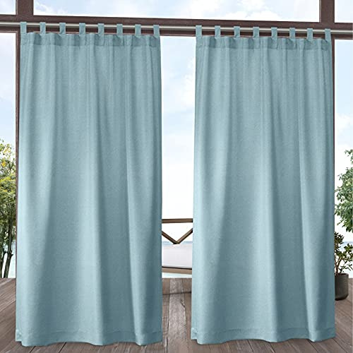 Exclusive Home Biscayne Vorhang mit Klettverschluss, für drinnen und draußen, zweifarbig, strukturiert, 137,2 x 243,8 cm, Poolblau, 2 Stück