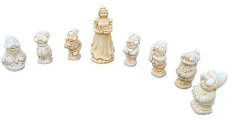 Fanuli Manufatti - Biancaneve e i sette nani in cemento e polvere di marmo statue per guardino nanetti