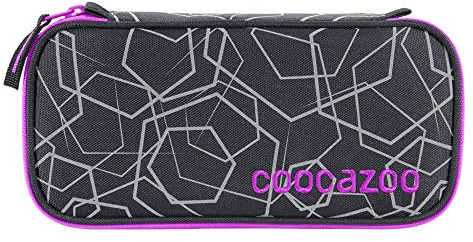 coocazoo Federmäppchen PencilDenzel „Laserreflect Berry“ schwarz/Beere, Schlamperetui, Geodreieckfach, Stundenplanfach, herausnehmbarer Stiftehalter, zusätzliches Reißverschlussfach