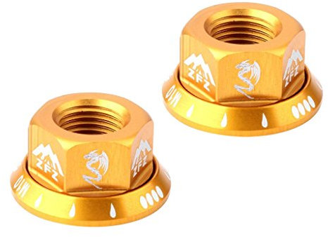 Inzopo 2Pcs Track Axle Nuts Bicycle Wheel BMX Road Track Fixie Vintage Rear/Front M10 Drums Screws Gold