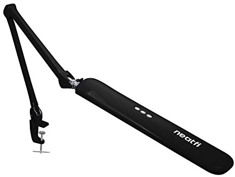 Neatfi Elite HD XL LED-Schreibtischlampe, 90 SMD-LEDs, 6500K, helle Bürolampe, augenschonend, dimmbar, Tageslichtlampe (Nicht-CCT mit Klemme, Schwarz, 45 CM)