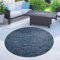 Paco Home Outdoor Teppich Flachgewebe Sisaloptik Modern Einfarbig meliert wetterfest & pflegeleicht Küchenteppich Ideal für Terrasse Balkon Garten, Grösse:80 cm Rund, Farbe:Blau