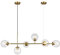 KCO Lighting 6-flammiger Blasen-Kronleuchter, Klarglas-Kronleuchter, linearer Gold-Messing-Kronleuchter, moderne Hängeleuchte für Wohnzimmer, Kücheninsel, Esszimmer