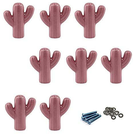 Zerniple Rosa Keramik Griff Türknäufe Schrankgriffe für Kinderzimmer (8 Stück)