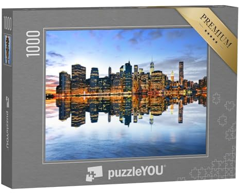 puzzleYOU: Puzzle 1000 Teile „Reflexion der Skyline von Manhattan in der Dämmerung“ – aus der Puzzle-Kollektion Amerika