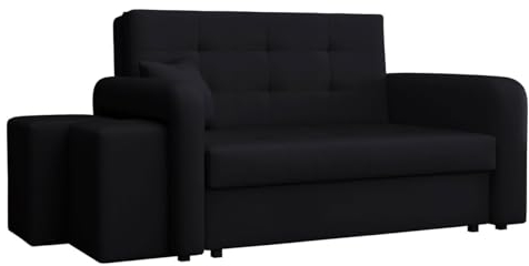 Mirjan24 Schlafsofa Viva Home II mit Bettkasten, 2 Sitzer Polstersofa mit Schlaffunktion inkl. Kissen, Sofagarnitur, Wohnlandschaft (Manila 18, Nische für Hocker auf der linken Seite)