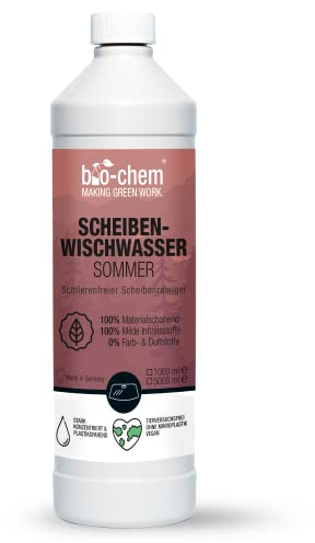 bio-chem Scheibenwischwasser Sommer 1000 ml Autoscheiben Reiniger I Premium Scheibenreiniger fürs Auto, extra schonend zu Wischerblätter Aller Art I Glasreiniger für Autoscheiben ohne Duft
