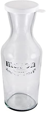 Grant Howard Mason Classics Embossed Glass Carafe and Decanter with White Screw Top, 34 oz