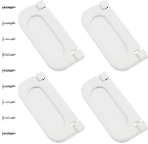 Cionyce 4 tiradores de anillo de 7,6 cm, color blanco, mango oculto empotrado, aleación de aluminio, tirador oculto para armarios, cajones, puertas correderas