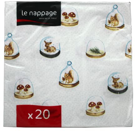 20 Servietten, Schneekugel, Watte, 3-lagig, 40 x 40 cm