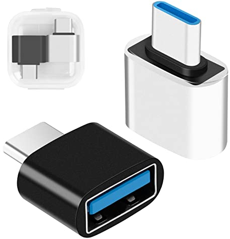 Adaptateur USB C à USB (Kit de 2 pièces), Type C Male to USB 3.0 Famale Adapter OTG adapté aux Type-C équipements ,MacBook Pro/Air, Google Chromebook Pixelbook, Galaxy , Google Pixel( Noir et blanc)