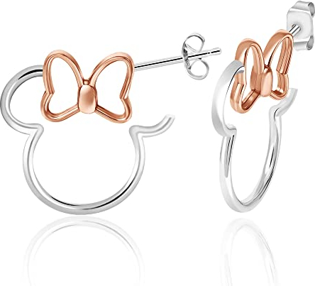 Disney Disney Jewelry Damen-Creolen Minnie und Mickey Mouse – Mickey Mouse Ohrringe – Minnie Maus Ohrringe – Disney Schmuck, Sterling Silber, Kein Edelstein