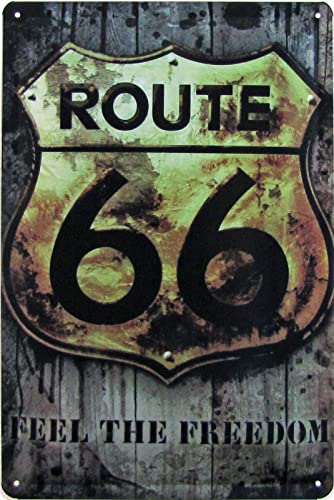 Ontrada Blechschild 20x30cm gewölbt Route 66 Feel The Freedom Amerika Vintage Deko Geschenk Schild