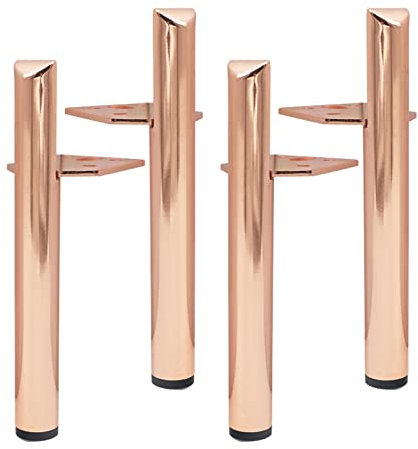 Lot de 4 Pieds de Meuble en acier laminé à froid Pattes de Meuble Pieds de Support en Métal Table Canapé Lit Meubles Jambes Mobilier Remplacement avec Vis,Hauteur 15cm (Rose Gold)