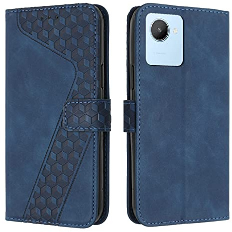 OKZone Funda para Realme C30 / Realme Narzo 50i Prime, PU Cuero Flip Carcasa Fundas Móvil de Tapa Libro Caso Piel PU, Billetera Case Telefono Cubrir Móvil Phone Cover con Cáscara de TPU (Azul)