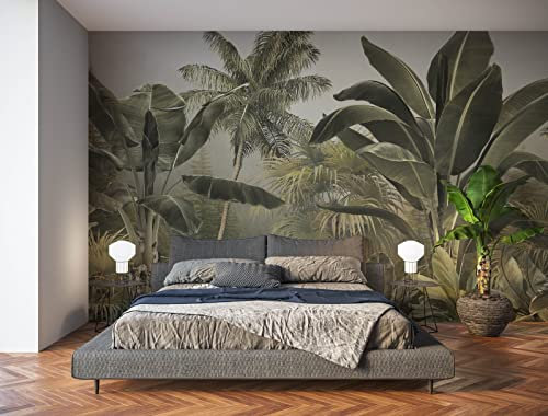 Oedim Fotomural Vinilo para Pared Estampado Hojas Tropicales de Palmera, Mural, Fotomural Vinilo Decorativo, 400x300cm, Decoración comedores, Salones, Habitaciones