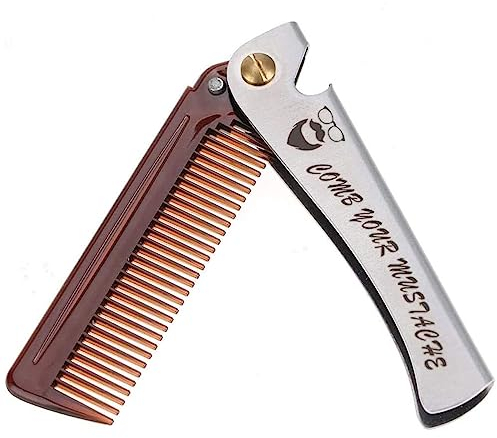 Faltbarer Kamm Bartkamm mit Korkenzieher Kamm Männer Professional Styling Kamm Breiter Zahnkamm Öl Kopf Kamm Kunststoffkämme Frisurkamm Friseur Styling Tool