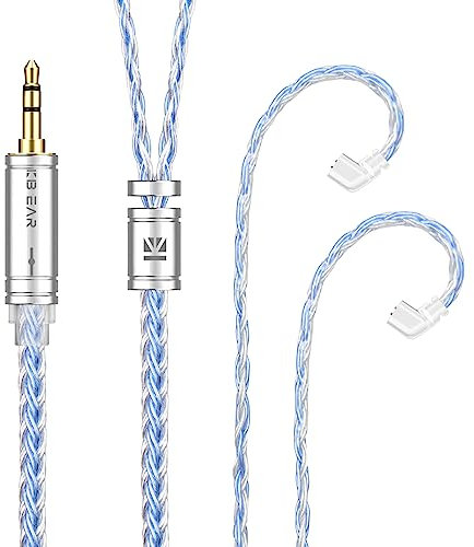 Yinyoo KBEAR 2M Headphone Cable, QDC Replacement Cable for Storm/KZ ZSN/ZSX/ZS10/EDX/EDS, 3.5mm Silver-Blue