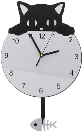 Yardenfun Katzen Wanduhr Dekorative Stummuhr Für Kinderzimmer Und Wohnzimmer Moderne Wandkunst Geräuschlos Mit Stilvollem Kätzchen Motiv Heimdekoration