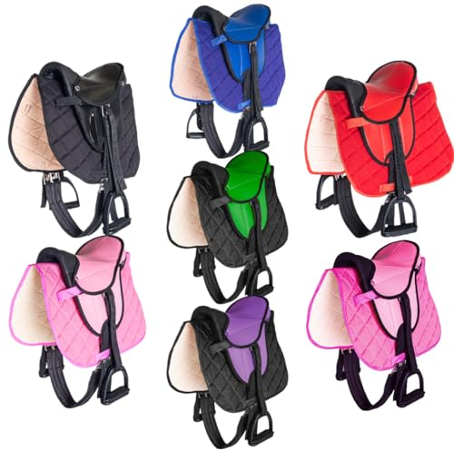 PFIFF 103106 - Juego Completo de sillín para niños Shettys o Caballos de Madera, Color Rojo