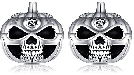 Kürbis Ohrringe Sterlingsilber Totenkopf Ohrstecker Halloween Ohrringe für Frauen Skelett Schmuck Geschenke für Frauen