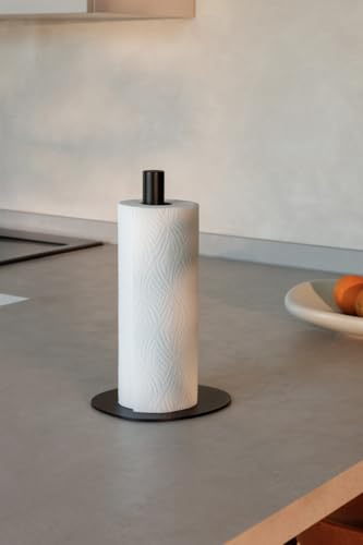 Metallbude Küchenrollenhalter Ivana - Schwarz - Minimalistischer Küchenpapierständer aus pulverbeschichtetem Metall - 30 cm