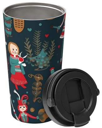 Insulated Coffee Mug with Lid Women's Nutcracker Ballet Xmas Dance Travel Mug Stainless Steel Tumbler Cup for Travel Double-Wall Coffee Cup for Office Coffee Tumbler Cup for Keep Hot/Ice Coffee Tea