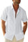 Friptspyg Mens Shirts Short Sleeve Shirts Men Linen Button Down Beach Causual Shirts for Men Adult with Pocket, White XXL