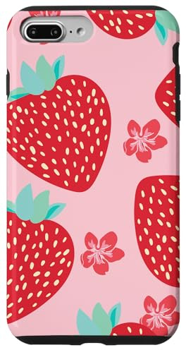 Strawberries Summer Fruit Flowers Pink Kawaii Strawberry Case for iPhone 7 Plus/8 Plus