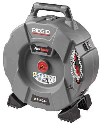 RIDGID 76198 FlexShaft K9-204+ Drain Cleaning Machine for 2 to 4 Pipe, Professional Wall-to-Wall Drain Cleaning Machine with 70' of 5/16 FlexShaft Cable