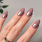 Angwis 24pcs Short Almond False Nails, Grey Violet Stick on Nails Solid Color Press on Nail Removable Glue on Full Cover Fake Nail Art Accessories for Women Girls