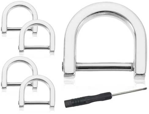 Lhbwhiz 4 Stück D-Ringe,Zinklegierung U Form Hufeisen Einschraubschnalle D-Ringe,für Heimwerker, gepäck Rucksack Schlüsselanhänger accessorires(Silbrig Weiß,15mm)