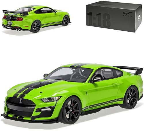 Generisch Ford Shelby Mustang GT500 Snake VI Coupe Grün mit Streifen in Schwarz Modell Ab 2014 Version Ab 2020 1/18 GT Spirit Modell Auto