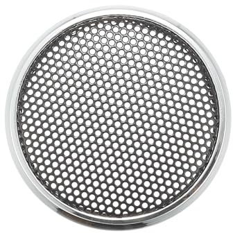 X AUTOHAUX Universal 1 Car Speaker Grills Cover Mesh Round 1 Inch Audio Speaker Subwoofer Guard Protector Case Iron Plating Silver Tone Black - Pack of 1